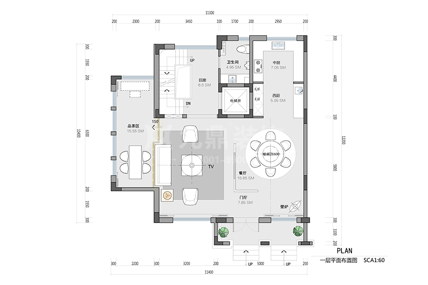別墅一層平面布置圖